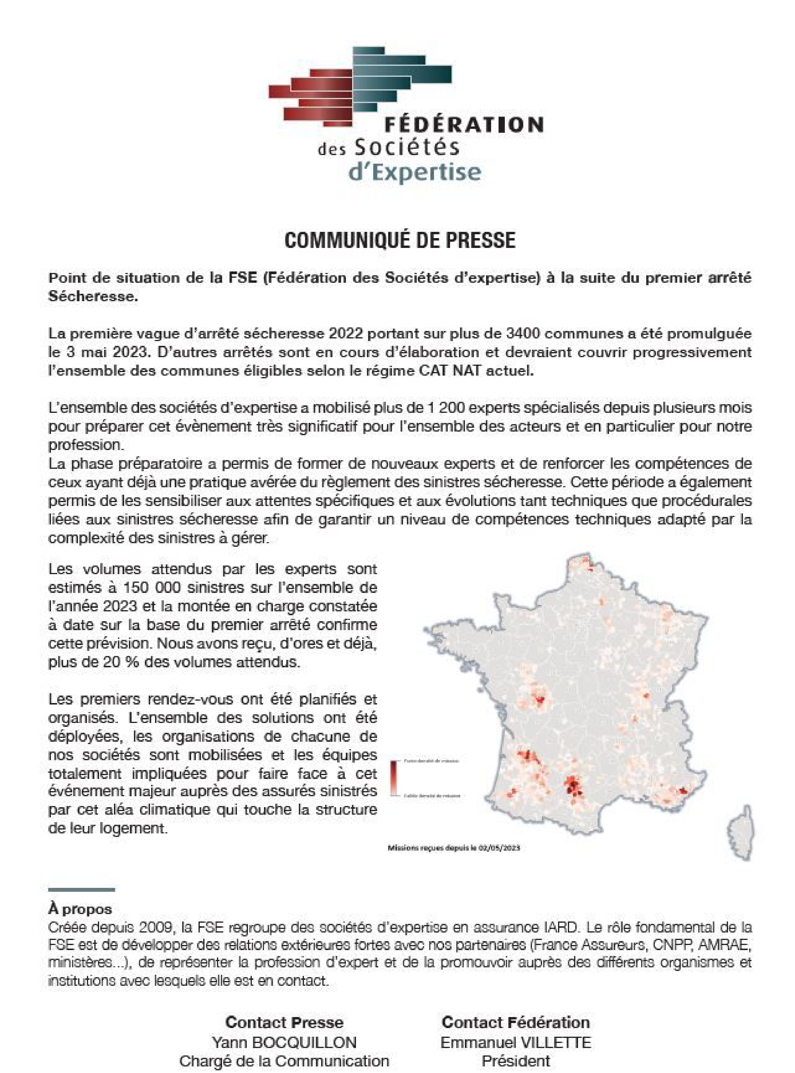 Lire la suite à propos de l’article Communiqué de presse de la Fédération des Sociétés d’Expertise (FSE) consécutif aux « arrêtés Sécheresse ».