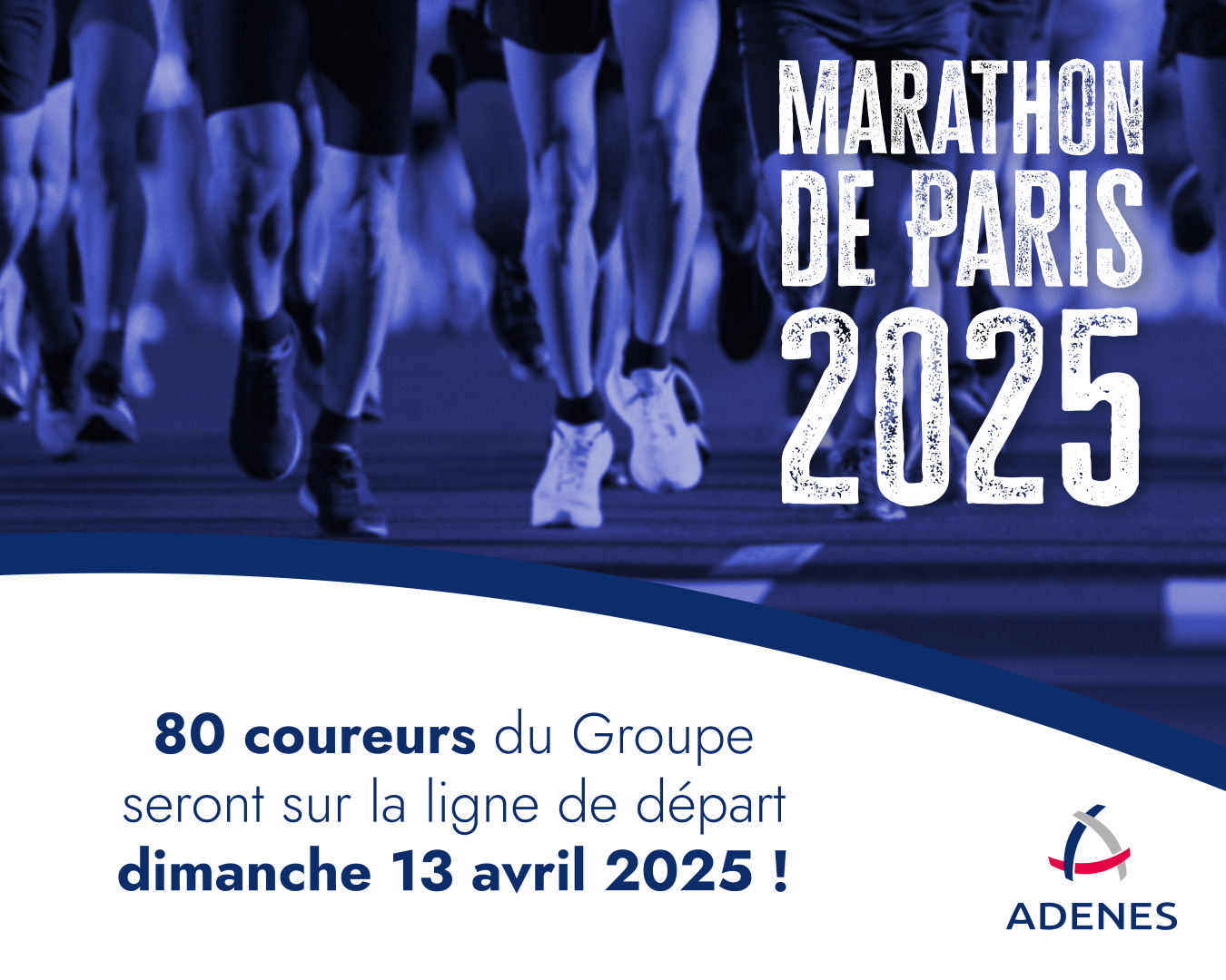 Lire la suite à propos de l’article 80 : le nombre de coureurs du marathon de Paris qui franchiront la ligne de départ aux couleurs du Groupe ADENES ! 🏃